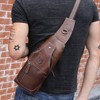 Leather Men's Sling Bag Shoulder Backpack Shoulder Bag Chest Bag