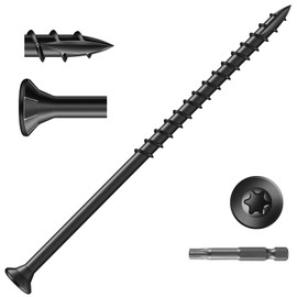 Wavanta 50Pcs Decking Screws, 4.8 x 100mm Black Wood Screws, Torx Drive Flat Head Screw, Rust Resistant Epoxy Coated, with T25 Torx Bit