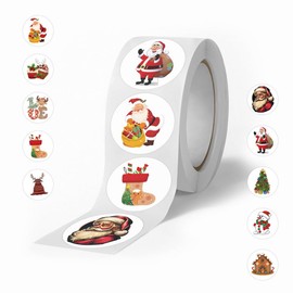 500 Sheets Christmas Stickers for Kids Classroom, Christmas Party Favors, Christmas Crafts Make Your Own Christmas Stickers Sheet, Round Seal Label Stickers Christmas Face Stickers Holiday Games Stick