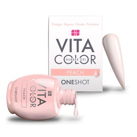 ONE SHOT - VITA COLOR Rubber Gel, Adicionado con Calcio, Vitamina E y Queratina, 14 mL. (PEACH)                                                       