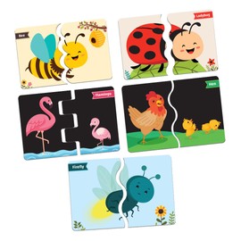 GiniMini Birds & Insects Jigsaw Puzzle for Kids - Set of 16 | 2 Piece Puzzle Toddler Self-Correcting Puzzles for Cognitive Educational Development Fun Learning Game Fine-Motor Skills | Age 3+