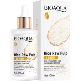 BIOAQUA Sérum Facial de Arroz con Ácido Hialurónico, 100ml, Hidratante, Blanqueador y Aclarante, Reduce Poros, Antiarrugas