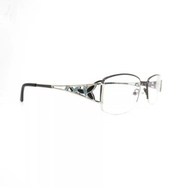 Splendor SP 7003 GM Eyeglasses Frames Grey Blue metal half Rim 52-17-135