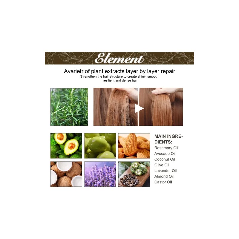 60ml*2 Aceite Vegano Natural Para El Crecimiento Del Cabello