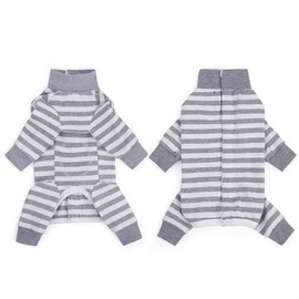 AITOLI AITOLI Dog Striped Recovery Suit, Puppy After Surgery Onesie for Female Male Dogs, Dogs Cats Long Sleeve Pajamas Bodysuit, Surgery Abdominal Wound Bandages Clothes, Dog Pant for Shedding Skin Disease