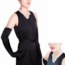 ROFIFY Audrey Hepburn Style Faux Pearl Necklace Set Strand Ear clip Wedding Inspired by Breakfast at Tiffany's for Women LFFJ036 JIA