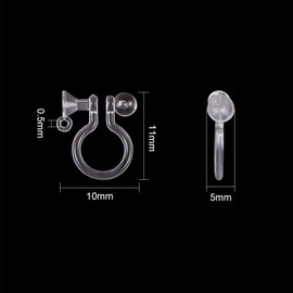 PandaHall Elite 30pcs/box Transparent U Type Plastic Clip on Earring Converter for No Pierced Ears