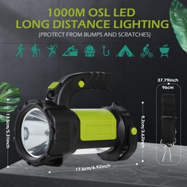 GeeRic LED Hand Headlight Torch, 6000 Lumens LED Headlight Torch, 6 Modes Bright Handheld Flashlight, Waterproof Searchlight for Camping Outdoor Emergency