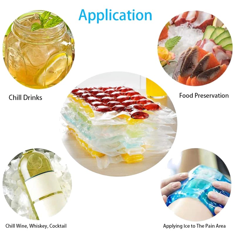 100 Bags Disposable Ice Cube Bags,Stackable Easy Release Ice Cube