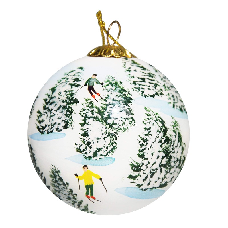 Blown Glass Christmas Ornament | Skiing The Glades Steamboat Springs
