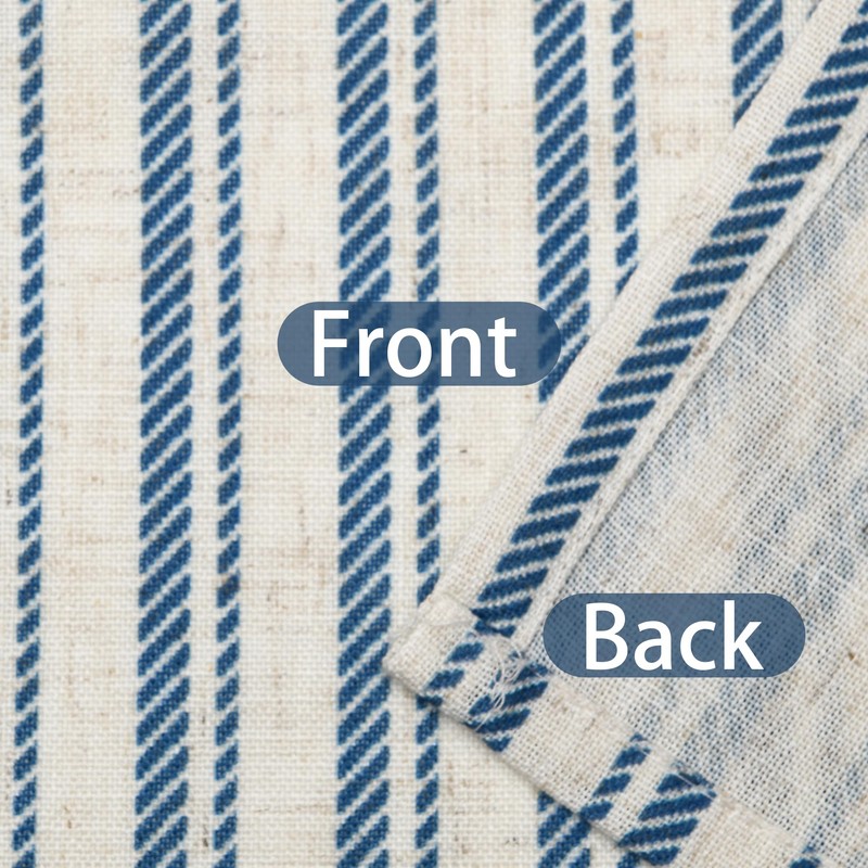 JIUZHEN 52x18 Inch Kitchen Valance - Thick Textured Linen Striped