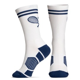 ChalkTalkSPORTS Tennis Woven Mid-Calf Socks | Crossed Racquets | Navy