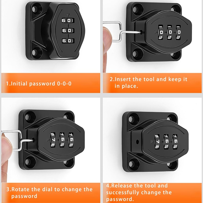 VIDYSUFYR Password Rotary Hasp Locks, 90 Degree Door Security Slide