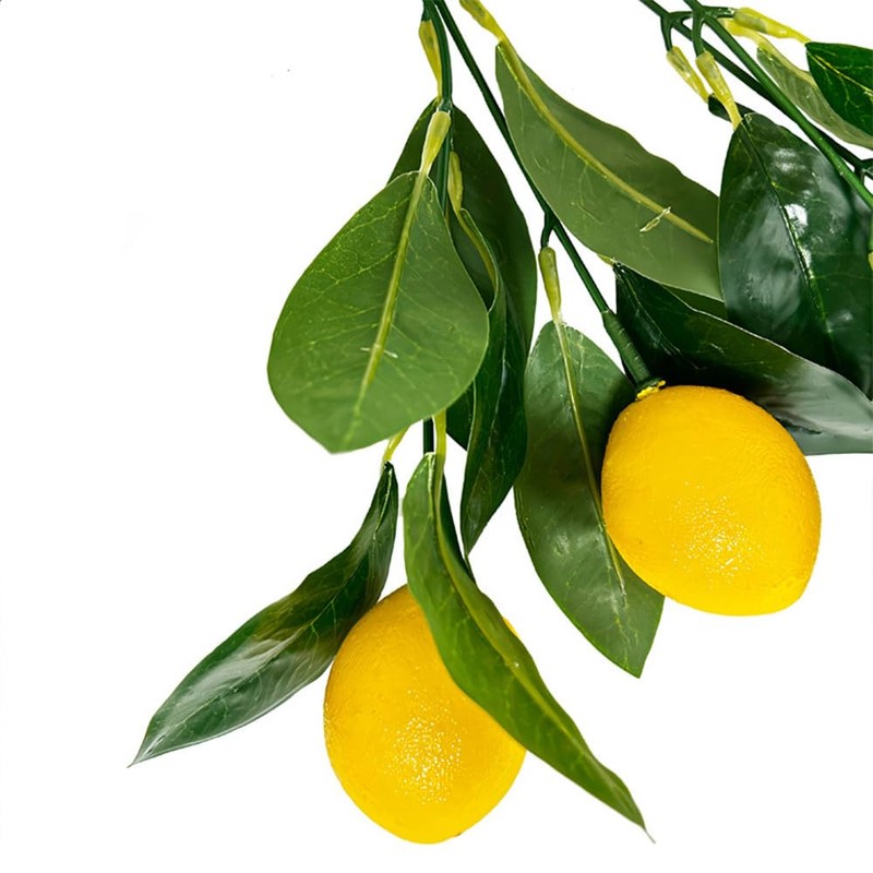 TONGMAN 3 Pcs Artificial Lemon Branches, Faux Greenery Stems Realistic