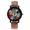 Women's Multicolor Denim Artificial Leather Strap Number Turntable Quartz Bracelet