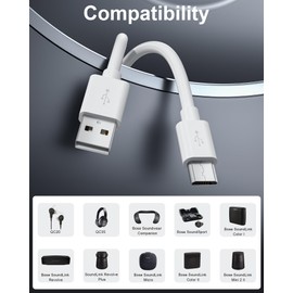 Bose 3.3 ft Micro USB Charging Cable for SoundLink Color I/II/III, QuietComfort 35, QC 20, Soundwear Companion, SoundSport
