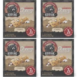 Kodiak Cakes Protein Chewy Granola Bar, S'mores, (Pack of 4 Boxes)
