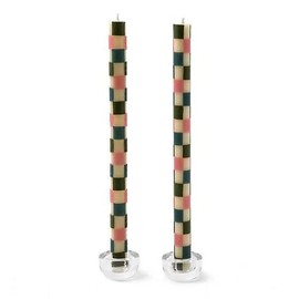 Mackenzie-Childs Check Dinner Candles - Pastel - Set of 2