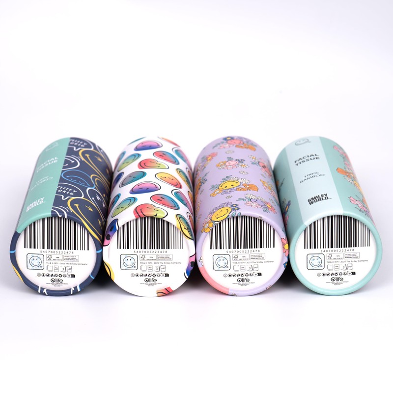 SmileyWorld Tissues - Cylinder Box - 100% Bamboo - Plastic-Free