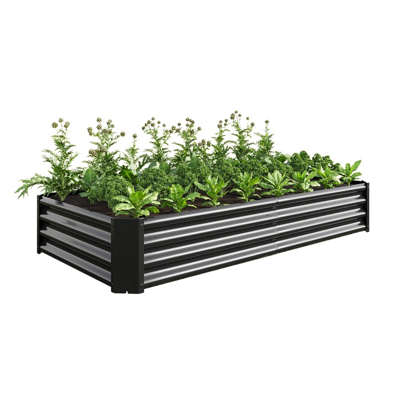FOUBAM Galvanized Raised Garden Bed for Vegetables,Planter Raised Garden Boxes