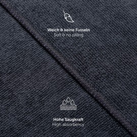 Blumtal Set of 6 Microfibre Cloths 30 x 40 cm Cloth – Tea Towels Anthracite – Microfibre Cloths Cleaning Cloths Washable at 60 °C – Cleaning Cloths Window Cleaning Cloths – Premium Cleaning Cloths