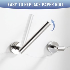 BVL Toilet Paper Holder Polished Chrome Wall Mount Stainless Steel 304 Large Mega Roll