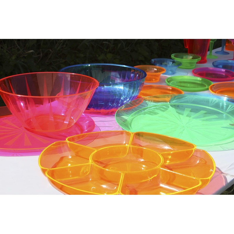 Party Essentials Hard Plastic 24-Ounce Small Serving Bowls, Neon Orange,