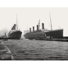 RMS TITANIC AND RMS TITANIC SISTER SHIPS AT HARBOR FOR REPAIR 1912 11X14 PHOTO