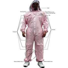 Jawadis USA Pink Beekeeper Full Bee Suit with Removable Veil, 2XL - Ultimate Protection