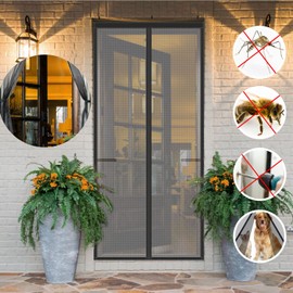 Risareyi Fiberglass Magnetic Screen Door Screen Actual Size 34"x82", Fit Door Opening Size 32x80 inch, Mosquito Net Mesh Curtain Screen with Magnets Heavy Duty for Front Door, Keep Bugs Out