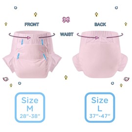 CutiePlusU Adult Diapers Heavy Absorption Dry Surface Disposable Adult Diaper All Night-Pink 2 Pieces (Medium 28"-38")
