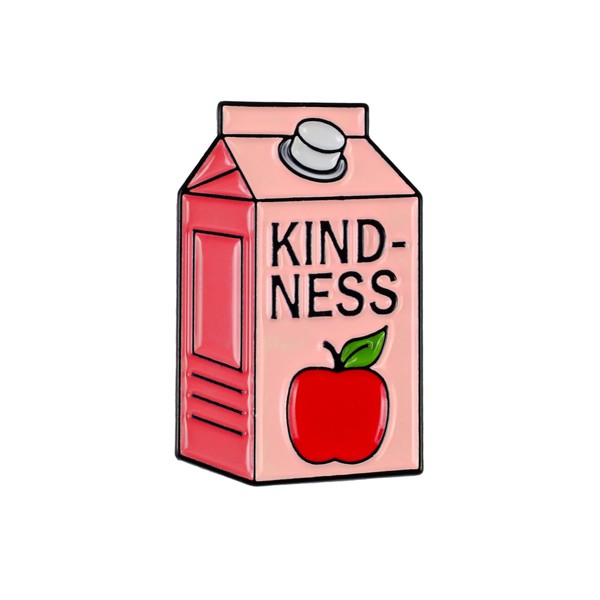 Kindness Apple Juice Box Pin Brooch, Positive Vibes Enamel Pin,