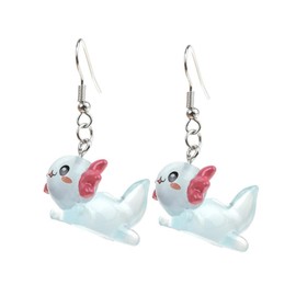 Cute Pink Axolotl Dangle Earrings for Women Unique Cartoon Animal Drop Earrings Jewelry-Light Blue