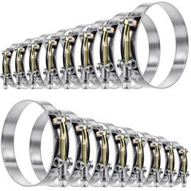 Tnisesm 16Pcs 8 Sizes T-Bolt Hose Clamps, 304 Stainless Steel Heavy Duty Hose Clamp Assortment Set Working Range 28-91mm for 3/4"-3inch Hose ID, Radiator Turbo Intake Soft Hose Intercooler Clamps