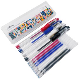 Wahotian 12 Pieces Heat Erasable Disappearing Ink Pens for Fabric for Sewing and Quilting DIY Dressmaking with 4 Pens + 8 Refills No Ghost Lines for Precise Tailors Marking