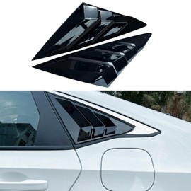 KEALAS for 11th Gen Civic Sedan Sport Style Rear Side Window Louvers Air Vent Scoop Shades Cover Trim for Honda Civic Sedan 2022 2023 2024 2025-Glossy Black