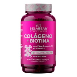 Belabear Colágeno  Biotina 100 Gomitas Sabor Fresa