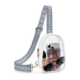 Telena - Riñonera transparente aprobada por el estadio, bolso bandolera transparente para mujer, transparente, blanco, (0-white), Pequeño, Elegante