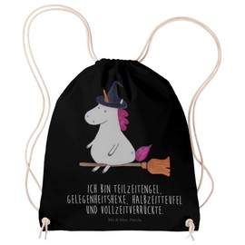 Mr. & Mrs. Panda Sports Bag Unicorn Witch - Gift, Zicke, Unicorn Decoration, Pegasus, Bag, Unicorn, Fabric Bag, Devil, Sports Bag, Gym Bag, black