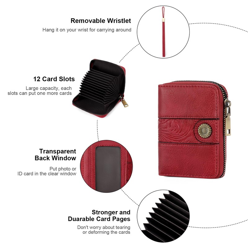 SENDEFN Card Holder Wallet for Women, Small RFID Blocking Card