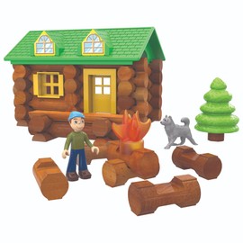 Basic Fun LINCOLN LOGS-On The Trail Building Set-59 Pieces-Real Wood Logs - Ages 3+ - Best Retro Building Gift Set for Boys/Girls-Creative Construction Engineering-Top Blocks Game Kit - Preschool Education Toy
