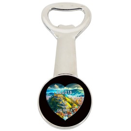 Bogota Colombia Travel Souvenir Destination Heart Shape Design Magnetic Bottle Opener Single