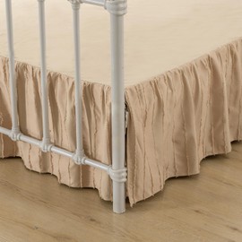 Bed Skirt Full Size, Ruffled Bed Skirt with Split Corners, 14 Inch Drop Dust Ruffle Bed Skirts with Platform, Light Camel, 14'' Full