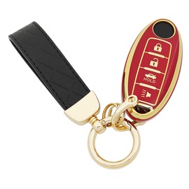 AYGUCEKE TPU Protective Key Fob Cover Case Compatible with Nissan 2007-2012 Altima 2009-2014 Maxima Murano for Infiniti FX35 FX37 FX50 G25 G35 G37 Q40 Q60 QX70 Smart Key Fob (Red)