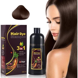 🌿 Champú Instantáneo para Color de Cabello 3 en 1 – Tinte Natural y Rápido 🌿200ml |​ Marrón Oscuro | Coloración Natural a Base