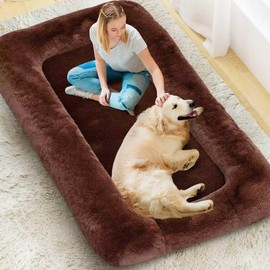 YEFU Human Dog Bed for Adult : Dog Bed Large Size for Human People Pet Kids - Human Sized Dogs beds 79"x45"x12" - Dogs Humans Beds Comfortable Foam Washable for Sleep Nap in Bedroom Brown
