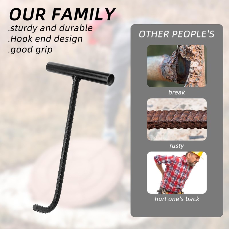 LPZMPZ Channel Cover Lifter, Gulli Lid Hook, 29 cm, Manhole