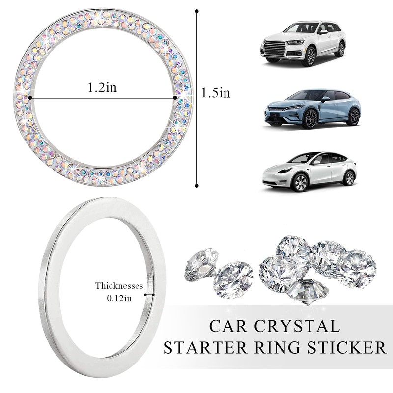 JUSTTOP 2PCS Car Bling Crystal Rhinestone Engine Start Ring Decals,