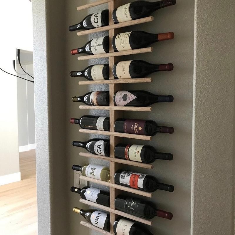 Wood Wine Rack , Wall Mounted Wine Bottle Holder &