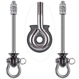 BeneLabel Set of 2 Swing Hooks, Hammock Attachment Wooden Beams M8 Heavy Duty Hanging Chair Suspension Concrete Ceiling 245 mm Stainless Steel Rotating Punch Bag Ceiling Mount Eyelet Hook for Screwing